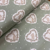 100% Cotton  - Spring Hare  - Hare Hearts  - £8.50 per metre - Sold by half metre