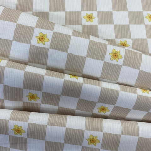 100% Cotton  - Spring Hare  - Daffodil Check  - £8.50 per metre - Sold by half metre