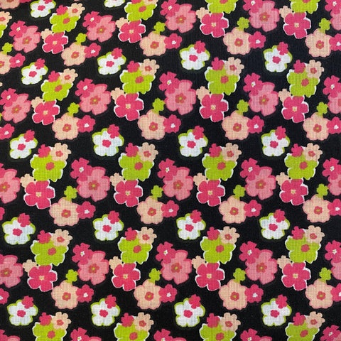 Green and pink floral patchwork craft cotton fabric perfect for summer clothes dresses tops lightweight cool Kayes 100% cotton dressmaking Southend Westcliff sewing fabric cool clothes pattern fabric shops Metre discount cheap 
