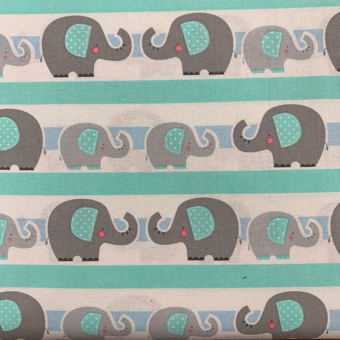 Remnant 240725  1.5m 100% Craft Cotton - Elephants  - 114cm wide