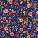 Halloween Polycotton Print - Skeleton Floral  - Sold by Half Metre