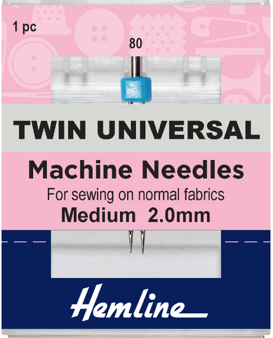 Machine Needles - Twin Universal - 2.0mm Medium 80/12