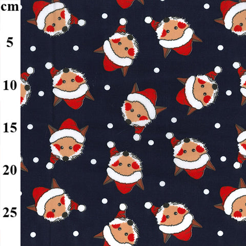 Remnant 150111 4.3m Christmas Polycotton Santa Fox -  112cm wide approx