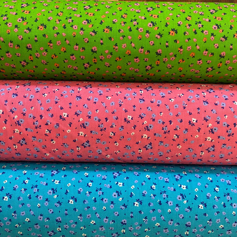 TEENY MINDY FLORAL POLYCOTTON - Select Colour - £3.00 Per Metre - Sold By Half Meter
