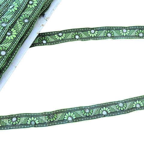 Embroidered Trim - Lime Green