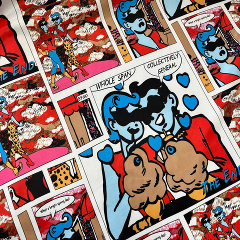 Stretch Sateen - Comic Book  - Pop Up Shop - £2.50 Per Metre - Sold By The Metre