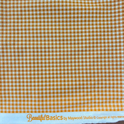 Remnant 40814  90cm  Maywood Studio Orange 100% Cotton Gingham Print