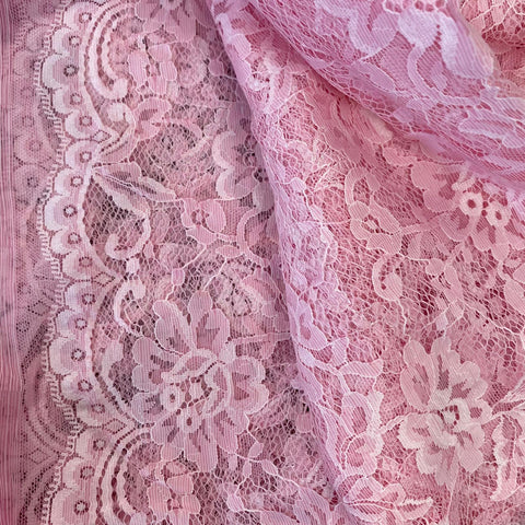 Remnant 40817  1m x 150cm New Pink Floral Lace