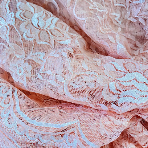 Remnant 310707  1m x 150cm Peach Floral Lace