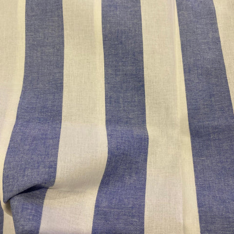 Remnant 80802  80cm x 150cm wide 100% Cotton 1.5" Large Denim Stripe on White