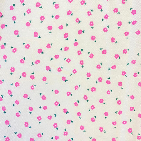 Remnant 110831  1.5m x 150m  Pretty Pink Floral on Lemon Polycotton