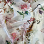 Remnant 120812/3   1m Ivory Printed Floral Chiffon  - 140cm wide
