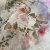 Remnant 120810   1m Ivory Printed Floral Organza - 140cm wide