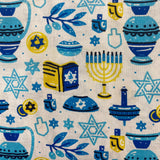 100% Cotton HANUKKAH DREIDELS AND MENORAHS - £8.50 Per Metre - Sold by Half Metre