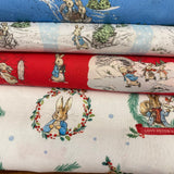 100% Cotton  - PETER RABBIT CHRISTMAS - Select Design - £9.00 Per Metre - Sold by Half Metre