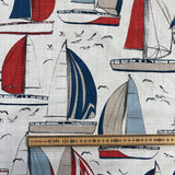 BOATS   100% Cotton Linen Look by Stof of France - £10.00 Per Metre - Sold by Half Metre