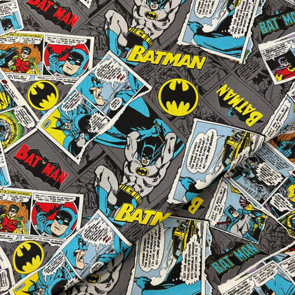 100% Cotton - Batman Collage Grey - Sold By Half Metre