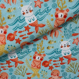 100% Cotton - Mermaid Friends Underwater - Sold By Half Metre