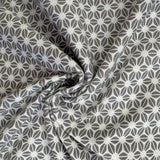 STOF FRANCE Cotton Jersey - Grey and White Modern Floral Fabric £8.00   Per Metre - Sold By Half Metre