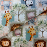 Polycotton Print Children's - Pastel Zoo Animals - Sold by Half Metre