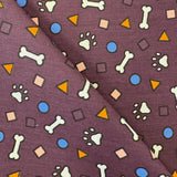Paws and Bones - Red / Grey / Blue   Sold By Half Metre