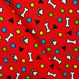 Paws and Bones - Red / Grey / Blue   Sold By Half Metre