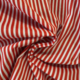 Red and White Narrow Striped Polycotton Print  £4.00 Per Metre -  Sold by Half Metre