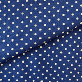 100% Oeko-Tex Cotton - Blue with White Dots - Sold By Half Metre