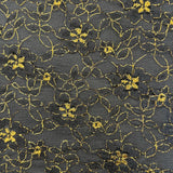 Metallic Gold and Metallic Silver Black Flower Lace  - Sold By Half Metre