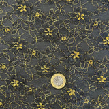 Metallic Gold and Metallic Silver Black Flower Lace  - Sold By Half Metre