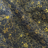 Metallic Gold and Metallic Silver Black Flower Lace  - Sold By Half Metre