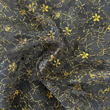 Metallic Gold and Metallic Silver Black Flower Lace  - Sold By Half Metre