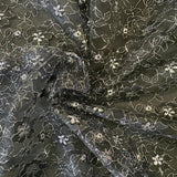 Metallic Gold and Metallic Silver Black Flower Lace  - Sold By Half Metre