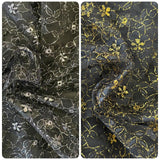 Metallic Gold and Metallic Silver Black Flower Lace  - Sold By Half Metre