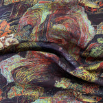 Stunning Mango Silk Digital Prints - Hill Gardens in 2 Colours - Black / Brown