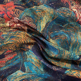 Stunning Mango Silk Digital Prints - Hill Gardens in 2 Colours - Black / Brown