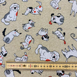 Linen Look Dog Design Natural - £6.50 per Metre - Sold By Half Metre
