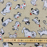 Linen Look Dog Design Natural - £6.50 per Metre - Sold By Half Metre