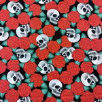 100% Organic Craft Cotton - Halloween Fabrics Skulls and Roses and Witches Hut