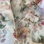 Remnant 120810   1m Ivory Printed Floral Organza - 140cm wide