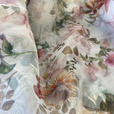 Remnant 120810   1m Ivory Printed Floral Organza - 140cm wide