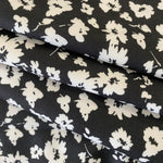 BLACK AND WHITE FLORAL SOFT TOUCH POLYESTER  -£7.00  Per Metre - Sold By Half Meter (Copy)