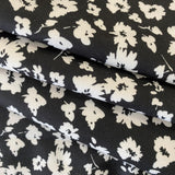 BLACK AND WHITE FLORAL SOFT TOUCH POLYESTER  -£7.00  Per Metre - Sold By Half Meter (Copy)