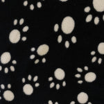 Anti-Pil Polar Fleece - Black with White Paws - £8.00 Per Metre - Sold by the Half Metre