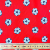 Polycotton Print - Footballs - Red - £3.00 Per Metre -  Sold by Half Metre