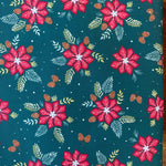 100% Craft Cotton- Christmas Poinsettia Designs - Select Design - £8.50 Per Metre - Sold by Half Metre