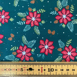 100% Craft Cotton- Christmas Poinsettia Designs - Select Design - £8.50 Per Metre - Sold by Half Metre