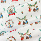 100% Cotton  - PETER RABBIT CHRISTMAS - Select Design - £9.00 Per Metre - Sold by Half Metre