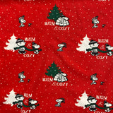 Cotton Jersey - PEANUTS SNOOPY WARM AND COSY CHRISTMAS  - £10.00 Per Metre - Sold By Half Metre