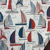 BOATS   100% Cotton Linen Look by Stof of France - £10.00 Per Metre - Sold by Half Metre
